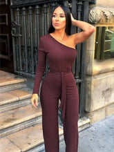 Load image into Gallery viewer, Red One Shoulder Jumpsuit