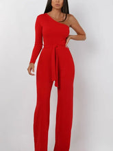 Load image into Gallery viewer, Red One Shoulder Jumpsuit